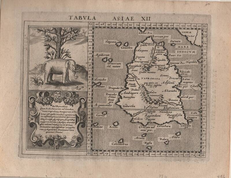 1617 Ptolomy's Tabula Asiae XIi Map of Sri Lanka by Jan Jansson in Copper Engraving