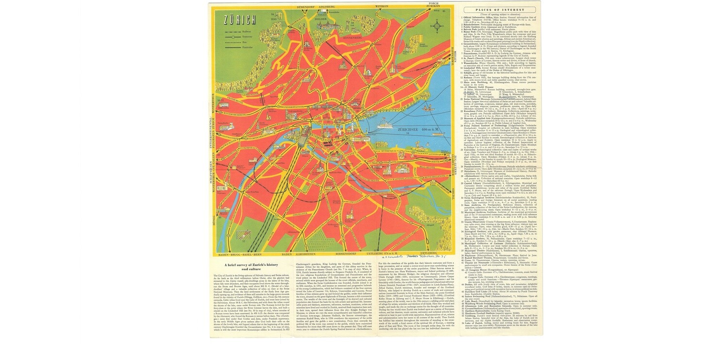 1955 Zurich Map from the Dev. Assn. in Chromolitho