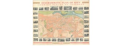 1958 Diagramatic Plan Kiev (Ukraine) in Chromolithograph