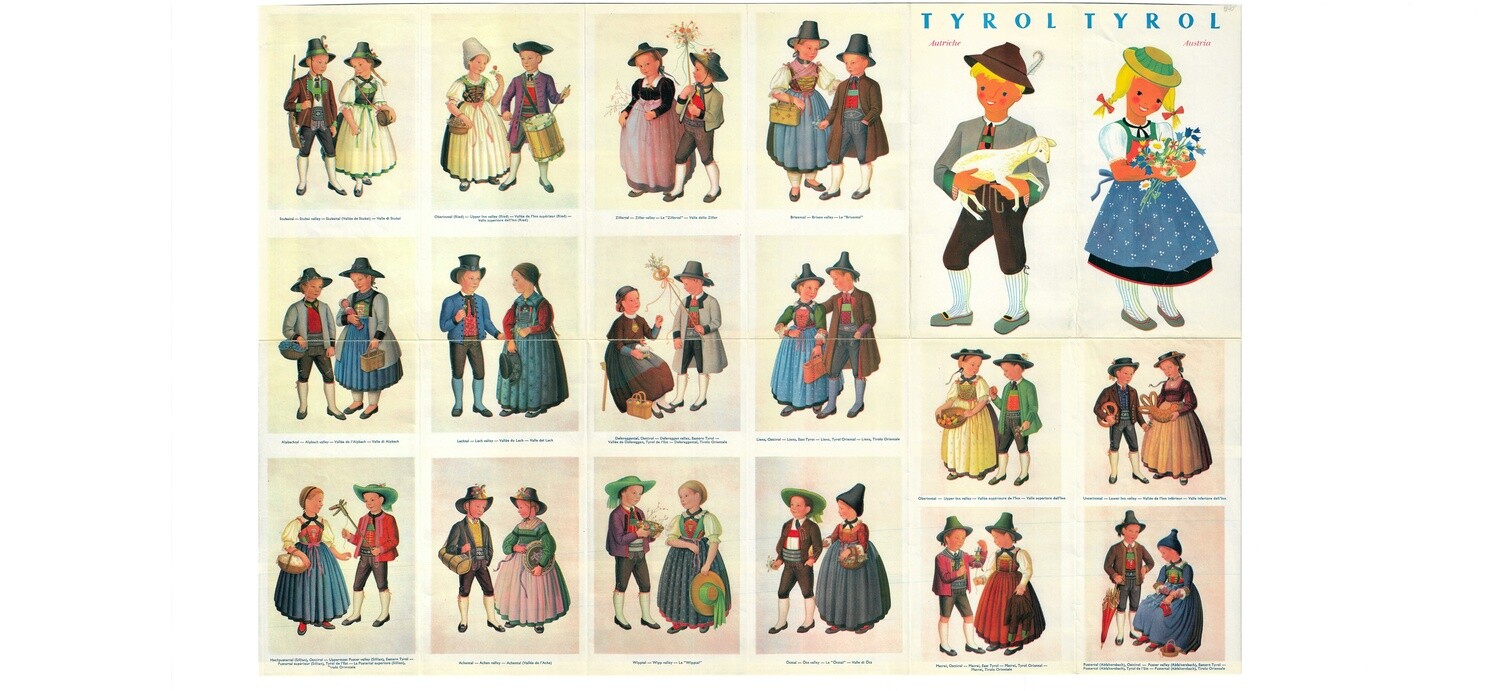 1955 Tyrol Costumes and Map in Chromolitho