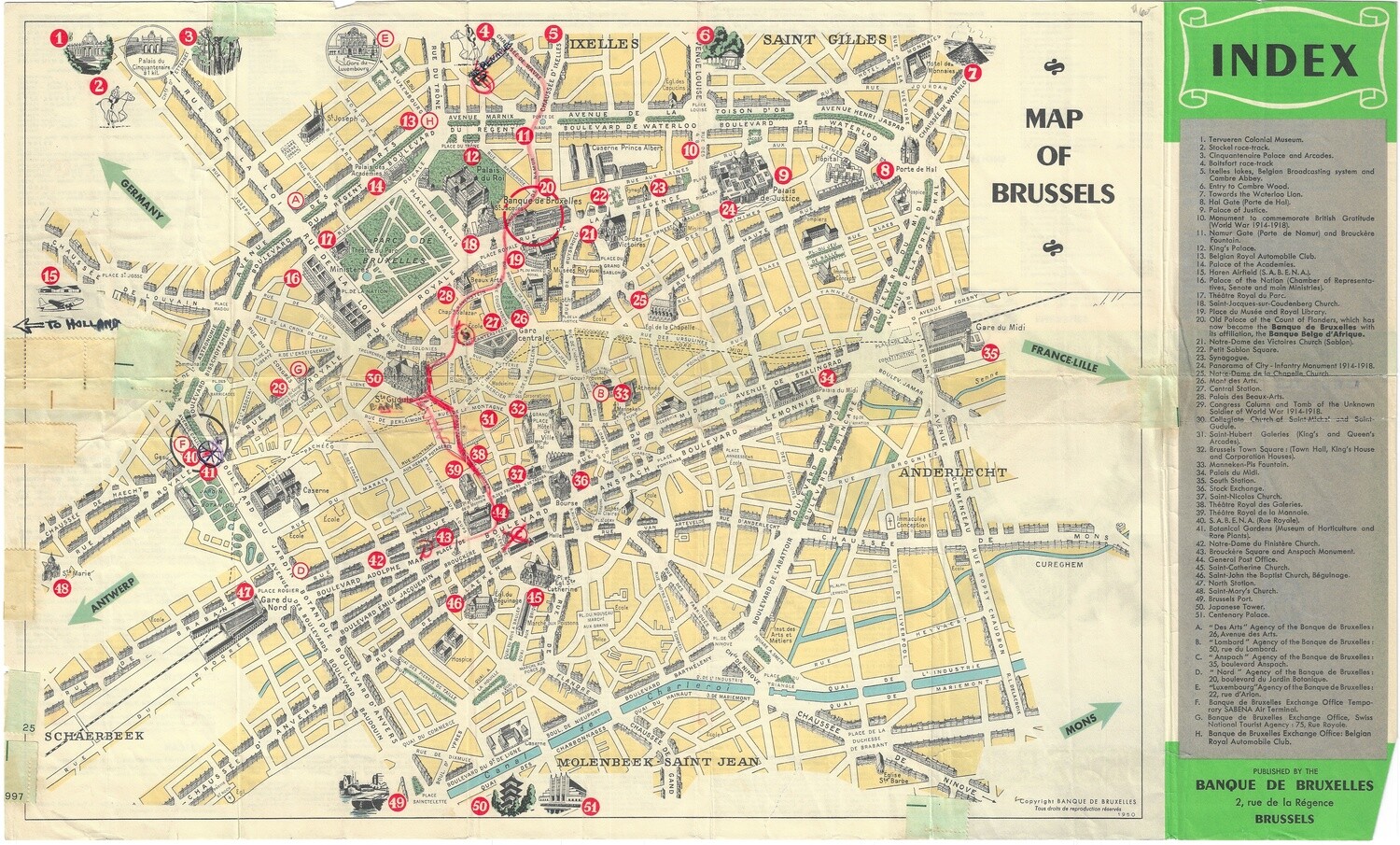 1950 Brussels Banque de Bruxelles Chromolitho