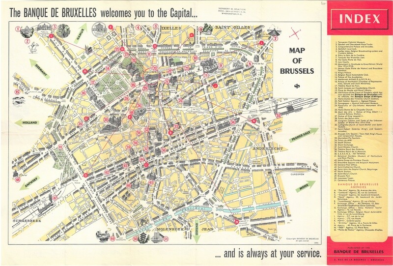 1954 Brussels Banque de Brux. Chromolitho