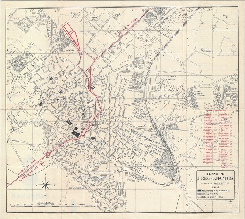 1950 Plan of Jerez de la Frontera (Spain)