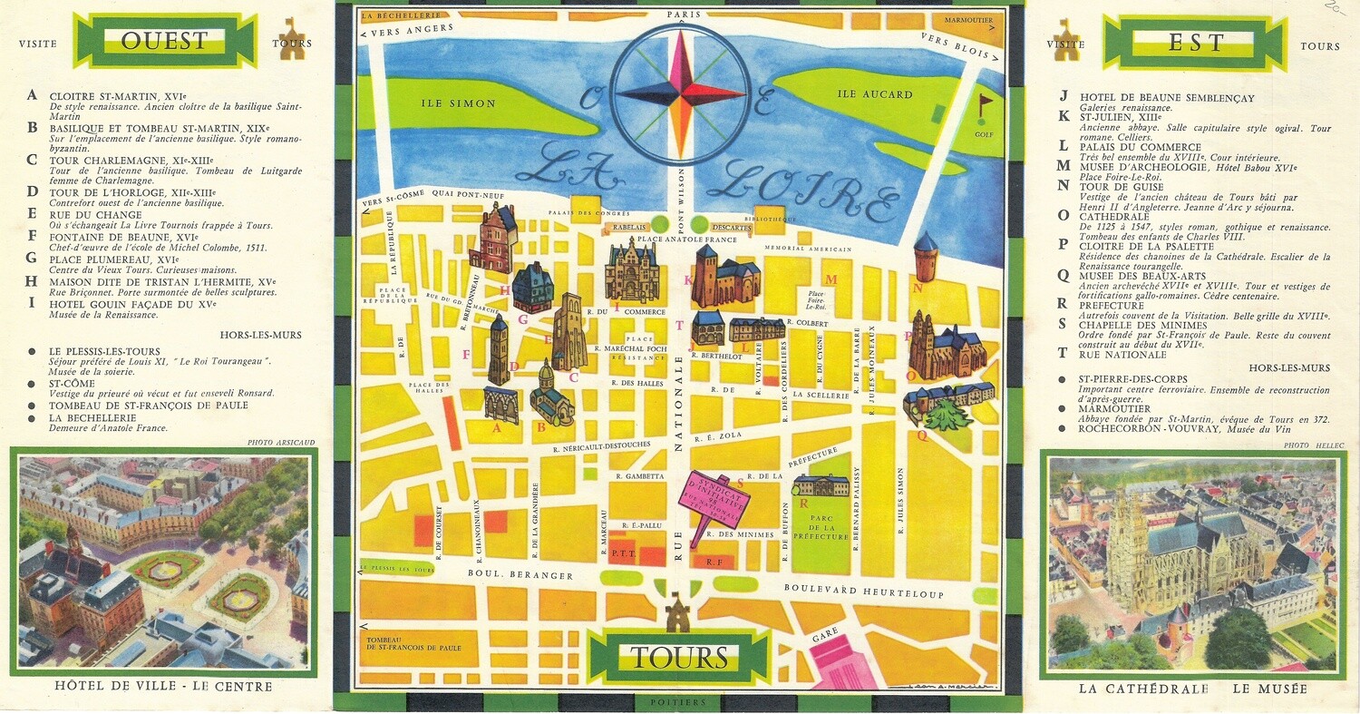 1955 Tours , France Folding map