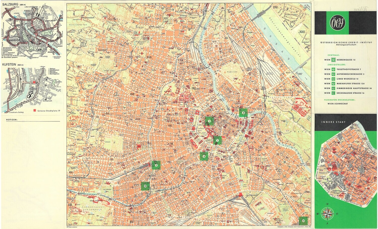 1961 Salzburg Germamy Map in Offset lithography
