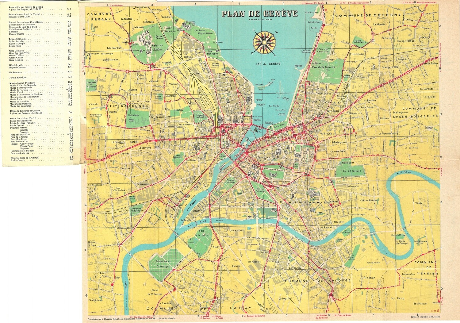 1965 Plan of Geneve, Switzerland