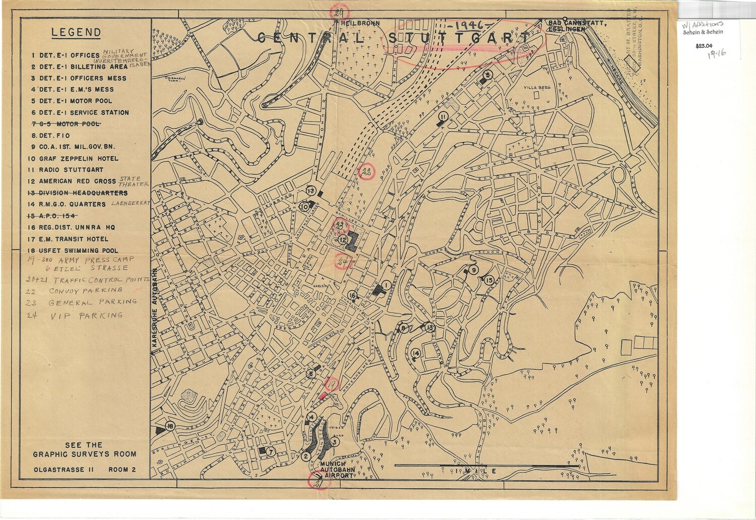 1946 Central Stuttgart, Germany in Lithography