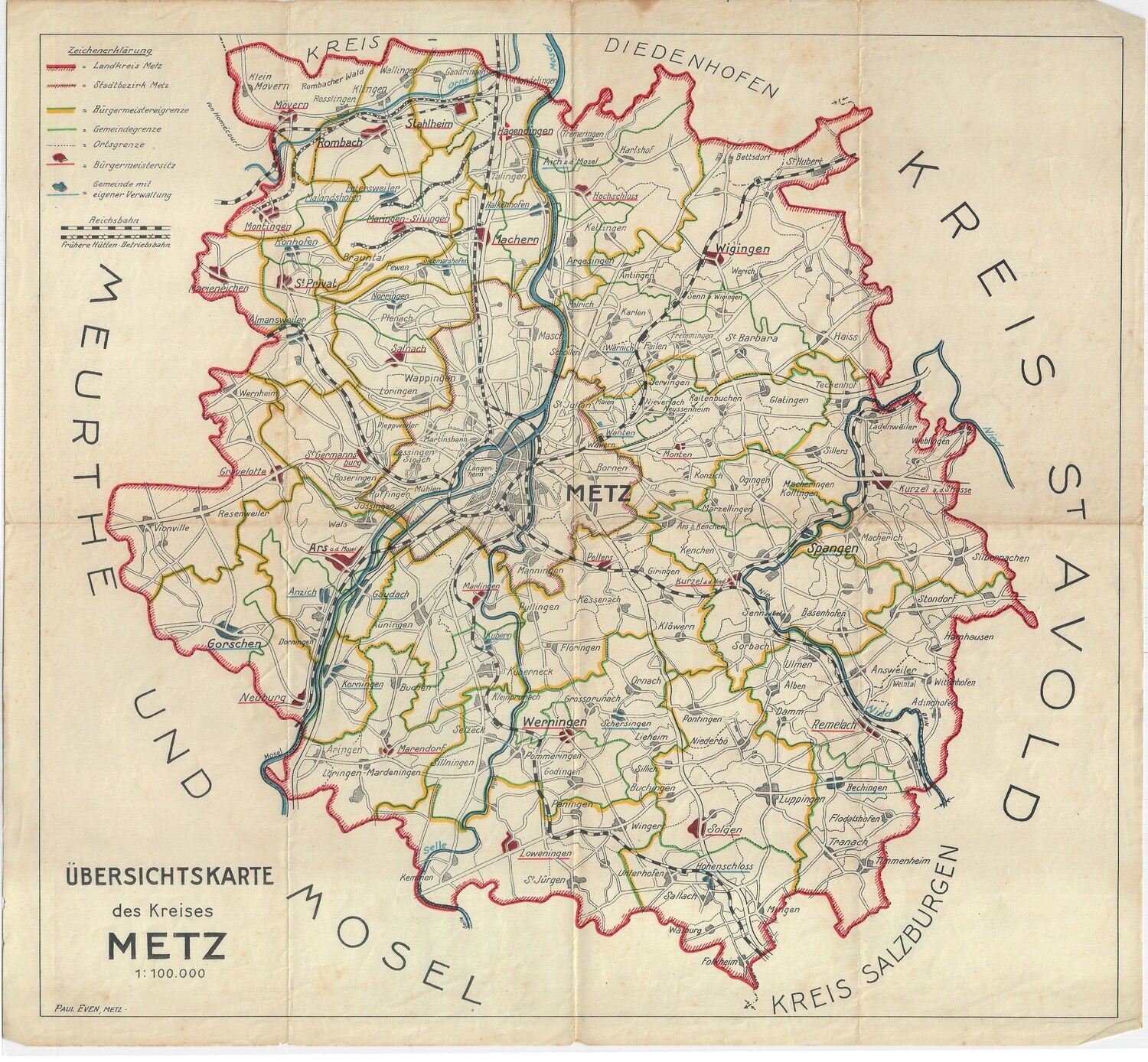 1928 Metz City map