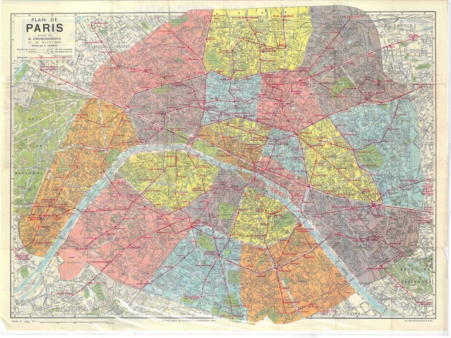 1960 Paris Arrondissements Map by Guy