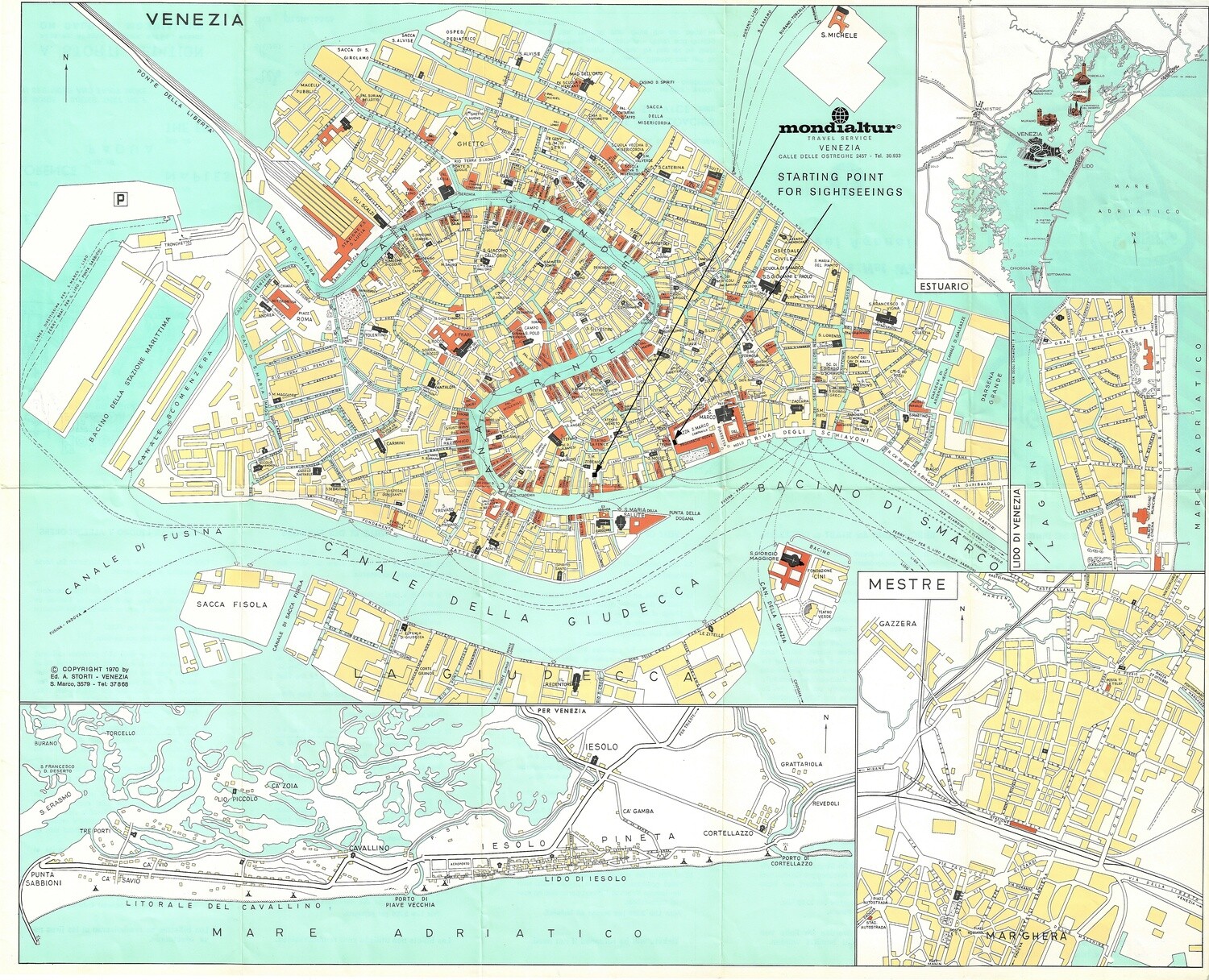 1964 Map of Venice , Italy