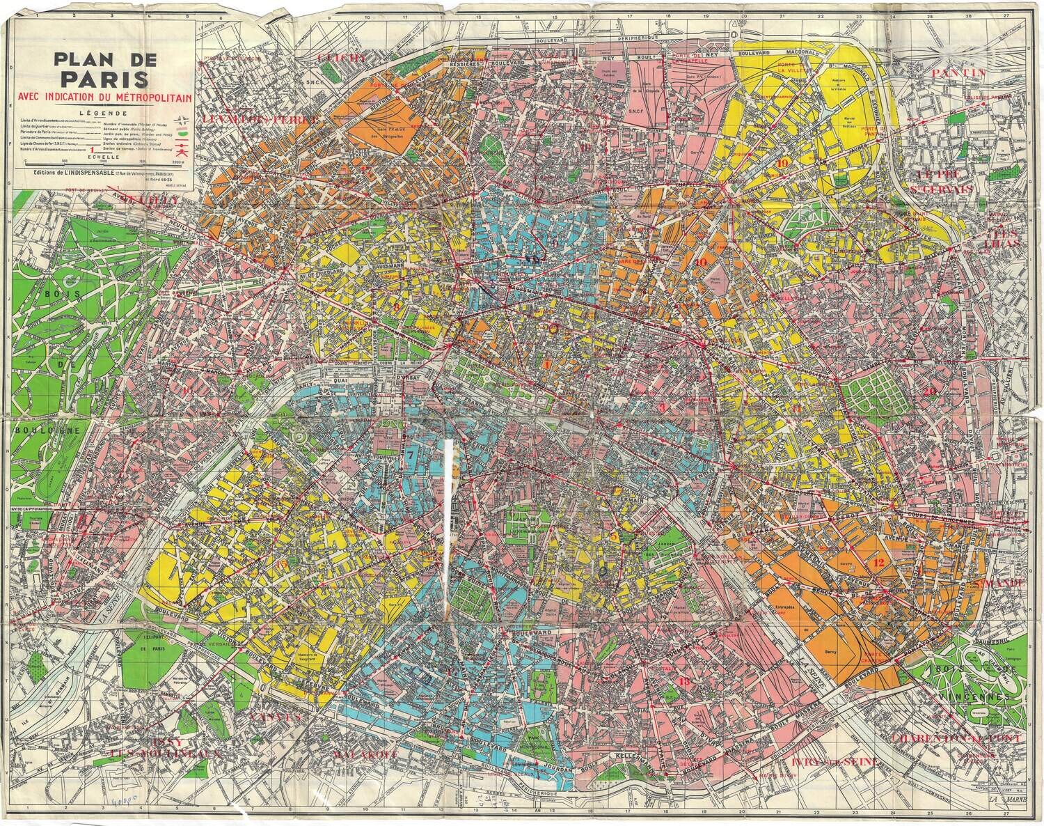 1966 Plan de Paris Map