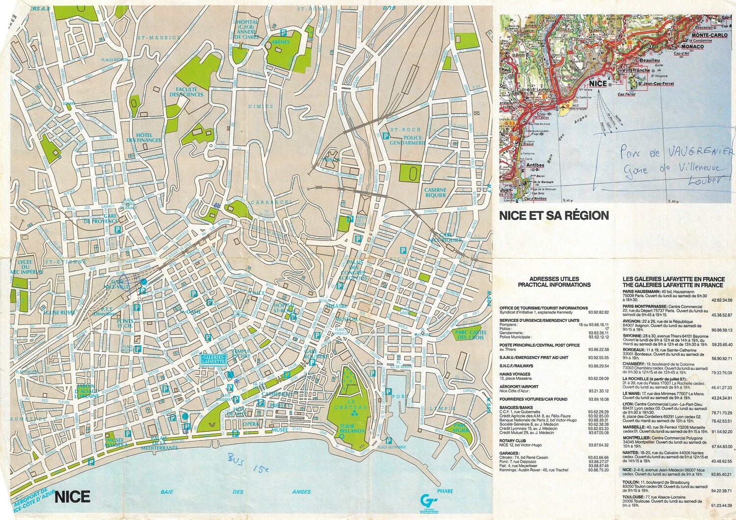 1970 Map of Nice , France