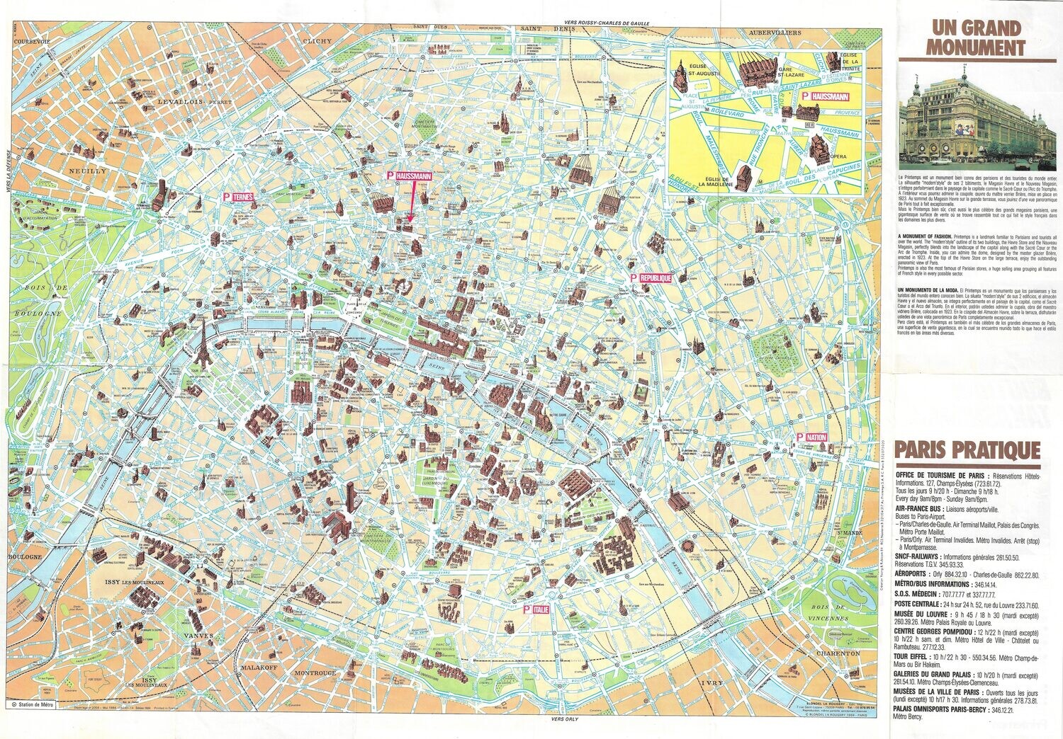 1984 Monument Map of Paris, France