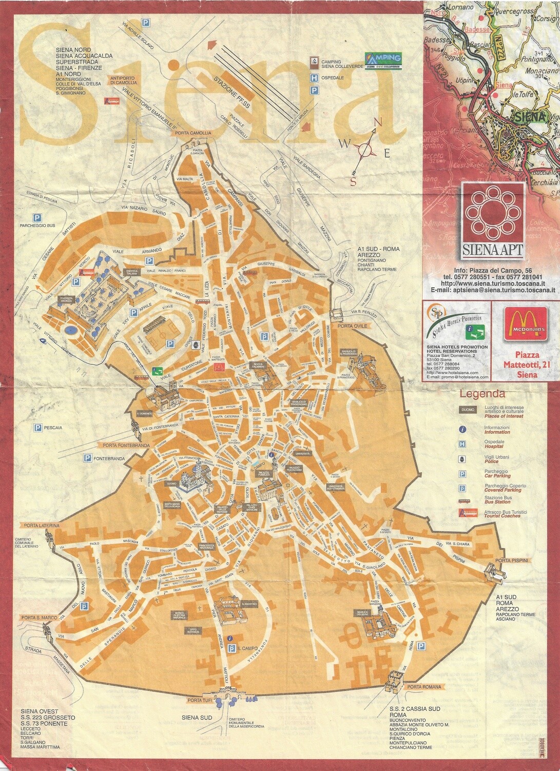 1990 Map of Seina, Italy