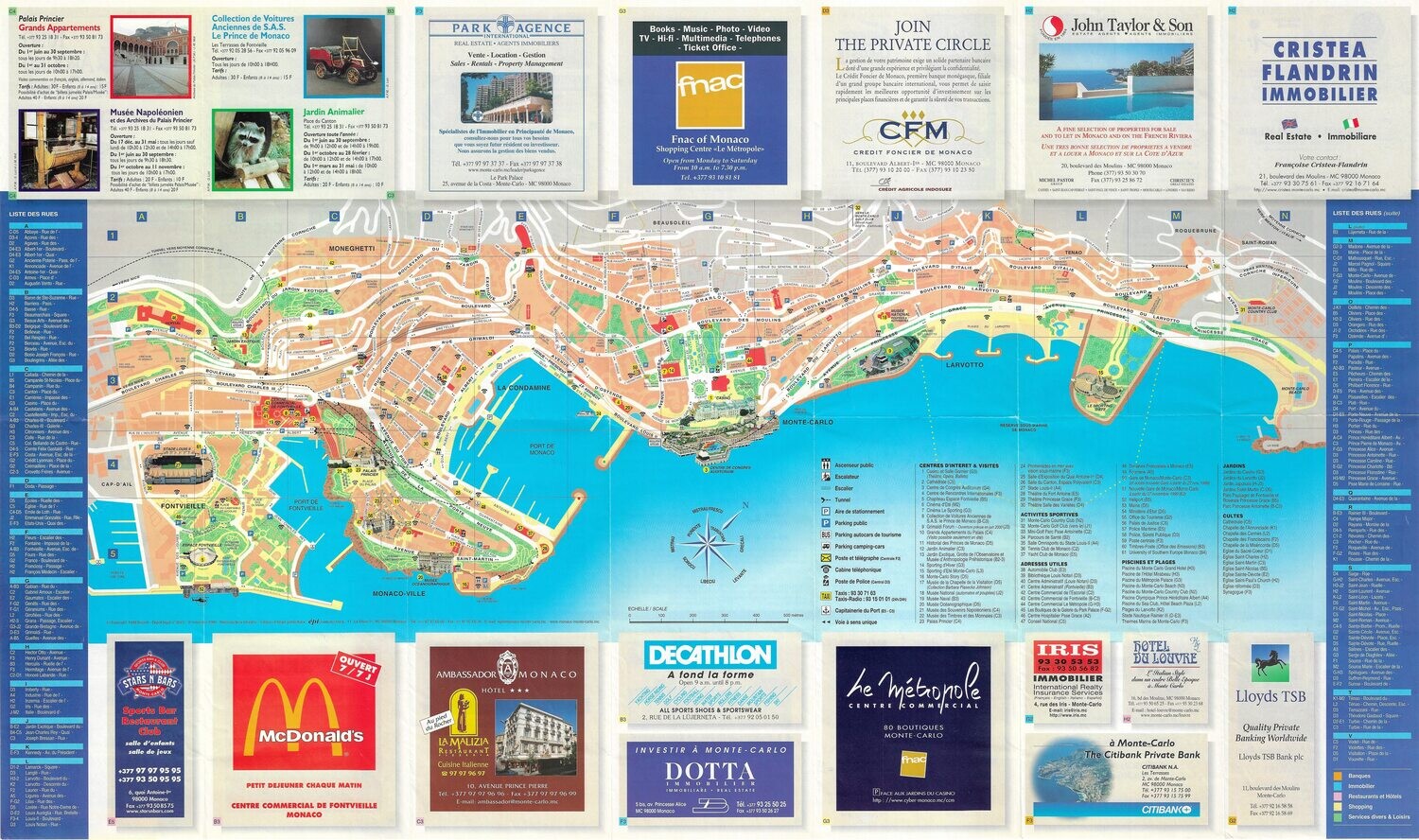 1998 Tourist map of Monaco and Monte-Carlo by chamber of commerce