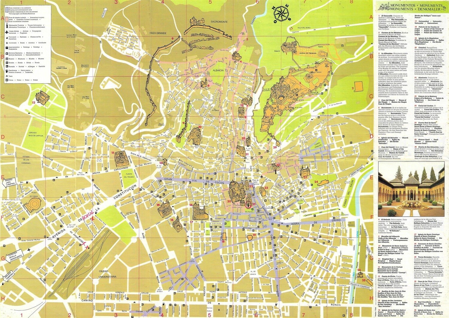 1992 Monument map of Granada , Spain