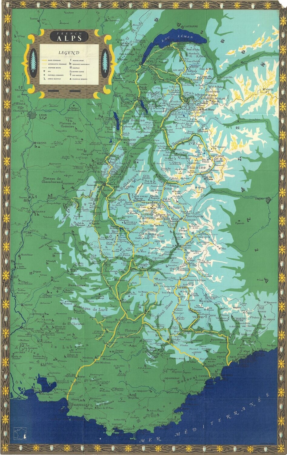 1950 French Alps by the Tourist Board in chromolithography