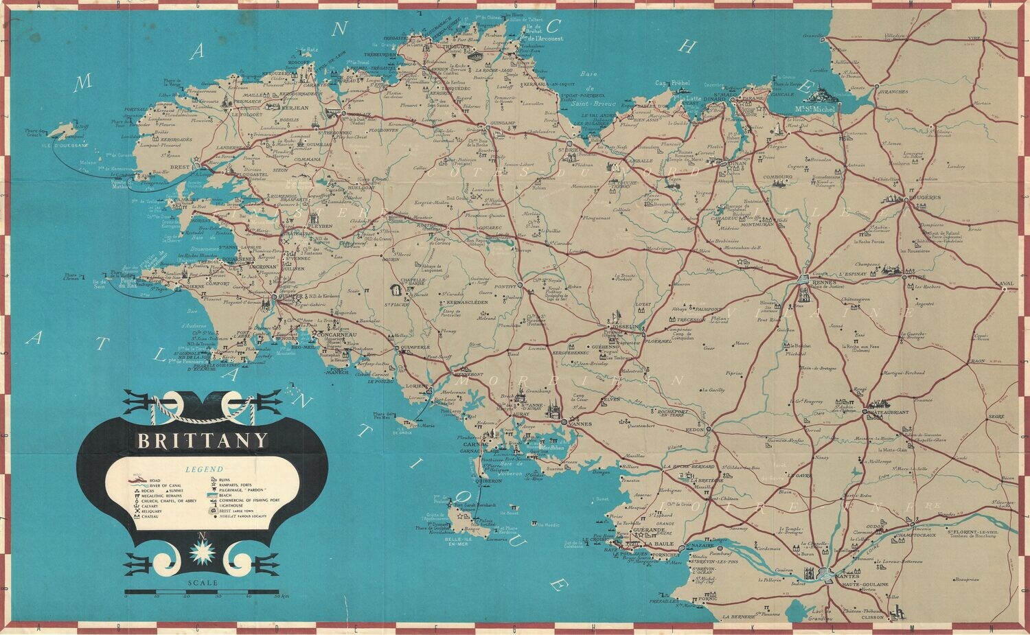 1952 Brittany , France by the French Tourist Board in Chromolithography