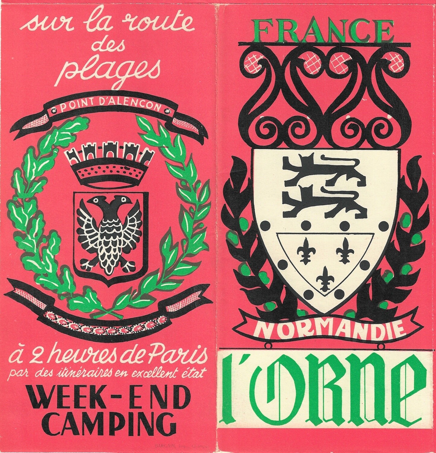 1950 Post-War l'Orne Map in Normandy