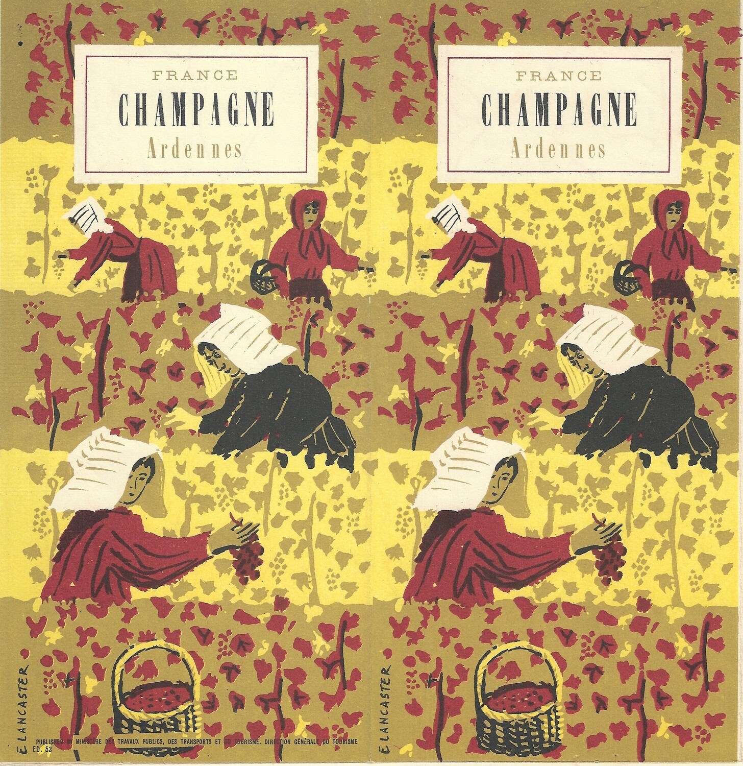 1950 Post-War Map of Champagne and Ardennes