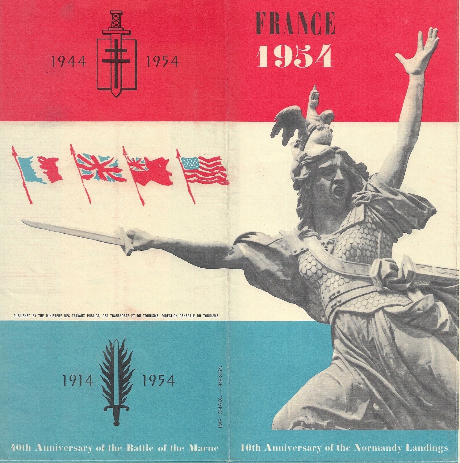 1954 Post War French Battlefields of WWII Promotional Map 