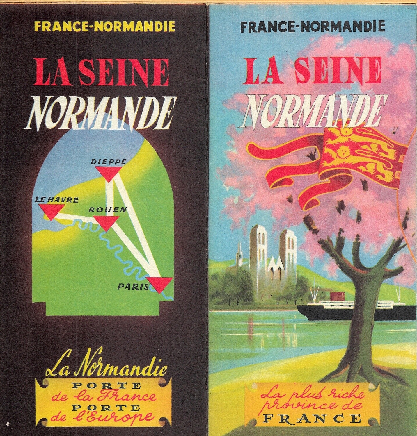 1950 Post-War Map of Le Siene and Normandy 