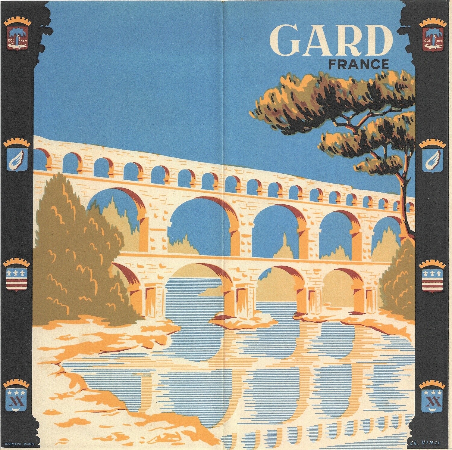 1950 Post-War Map of Gard, France