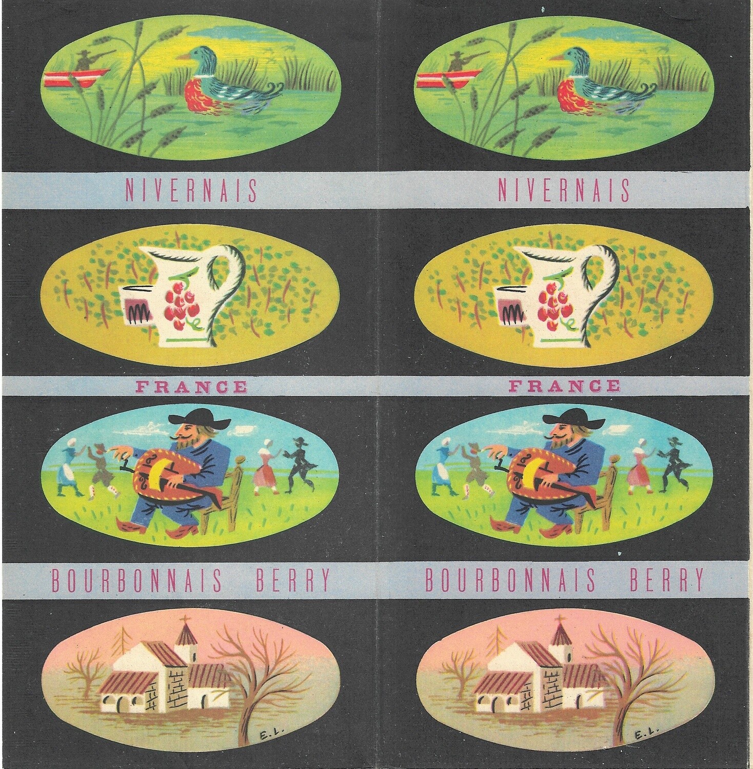 1950 Post-War Map of Nivernais Berry Bourbounnais