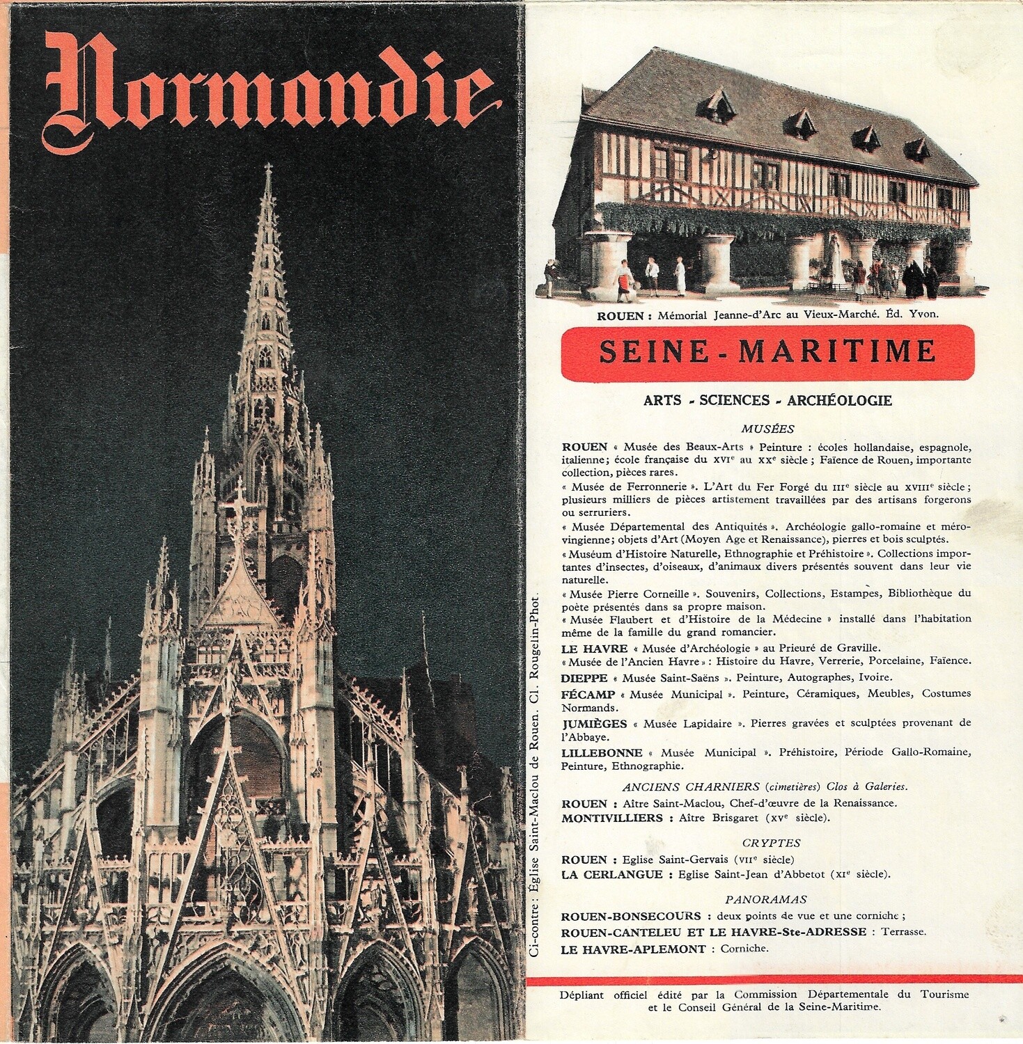 1950 Post-War Siene Maritime Tourist Map