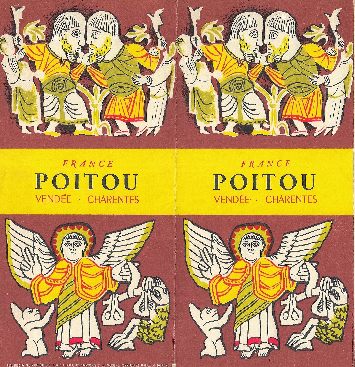 1950 Post-War Map of Poitou, Vendee, Aunis, Saintonge, Angoumois