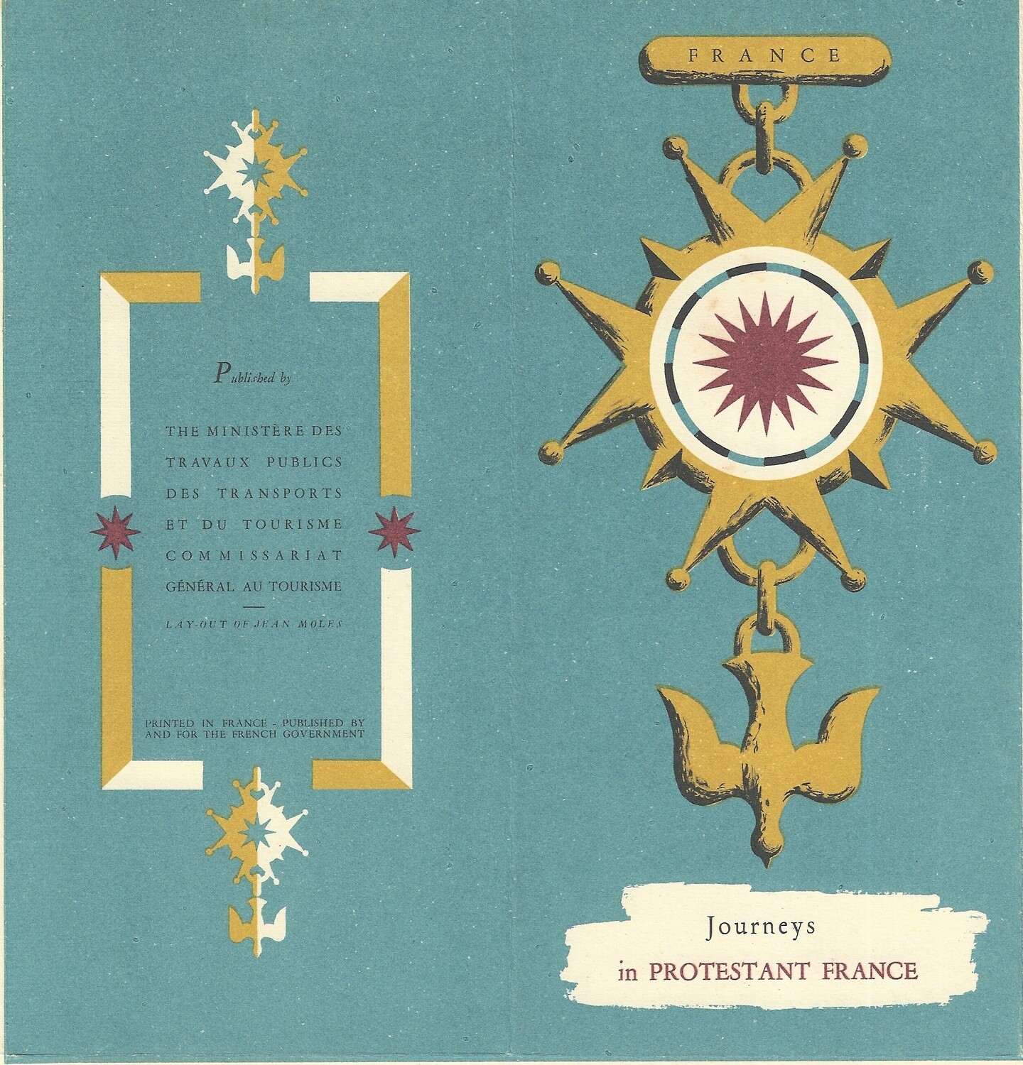 1950 Post-War Map of Protestant France