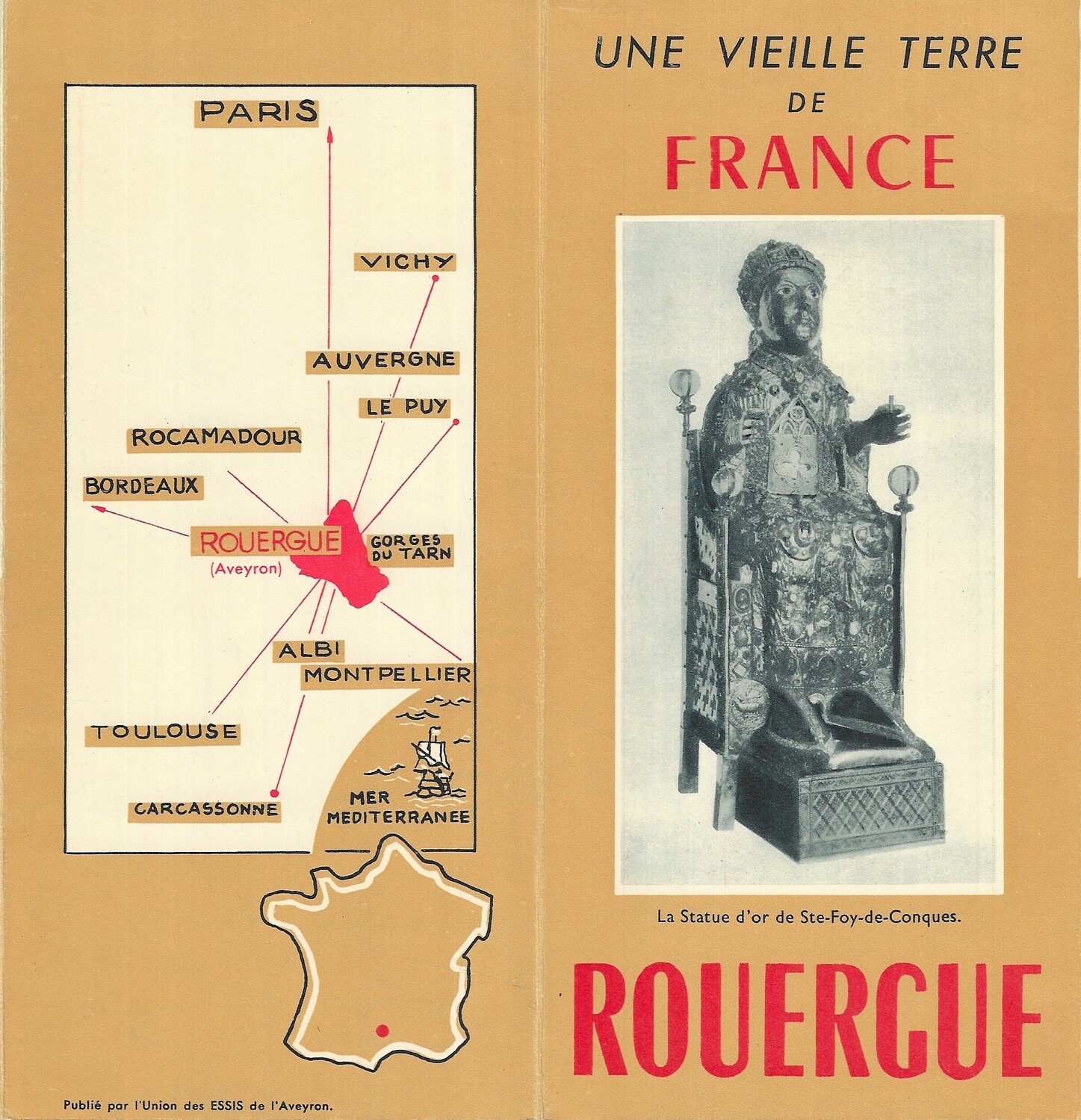 1950 Post-War Map of Rouergue France