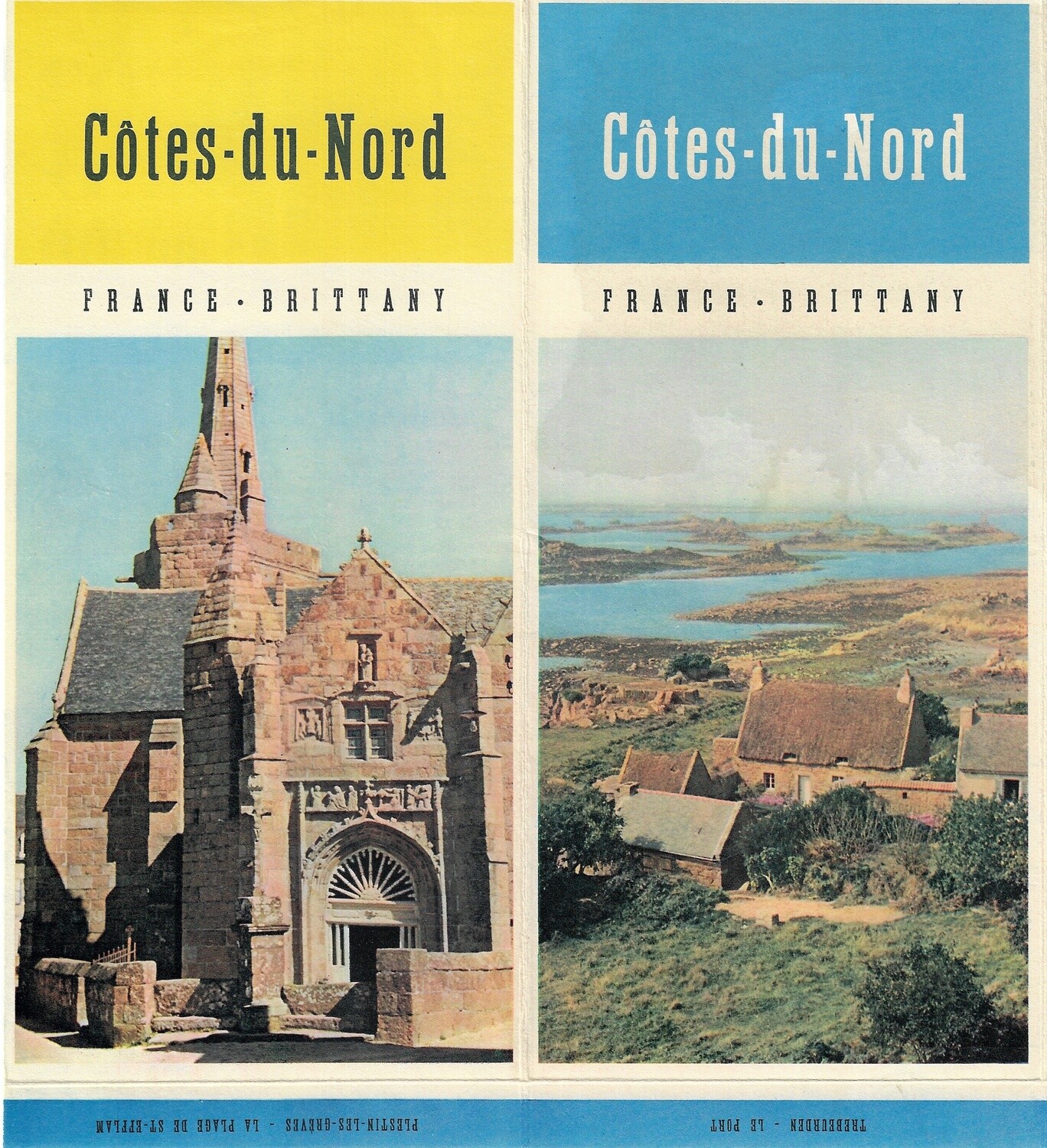 1950 Post-War Tourist Map of Brittany France Cotes du Nord