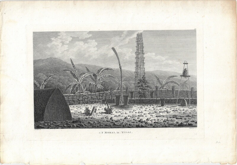 1778 Captain Cook View of the Morai in Atooi by G Webber