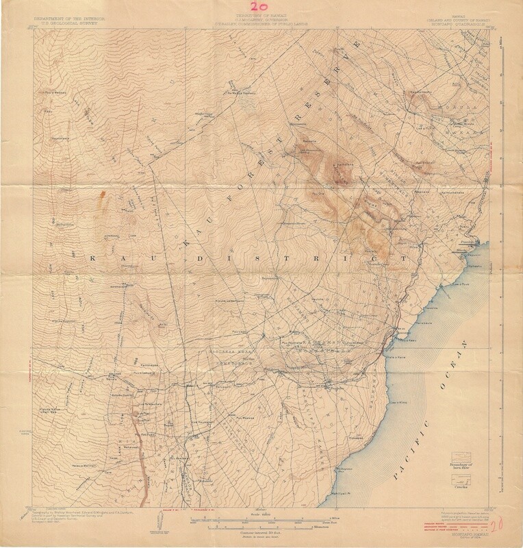 1916-24 USGS Quads of the Entire Island of Hawaii, Hi. in 22 pcs