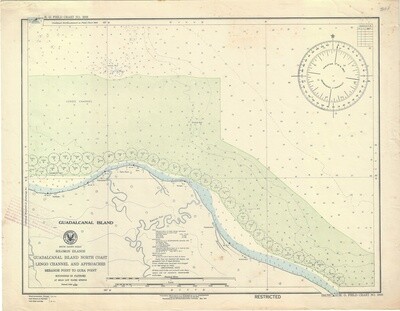 1944 Solomon Islands Guadalcanal Island N Coast of Lengo Channel US Navy Chromolith