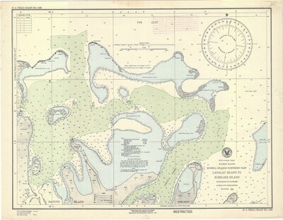 1944 Solomon Islands Russell Island N Part Lanalau Island to Kobiloke Island US Navy Chromolith