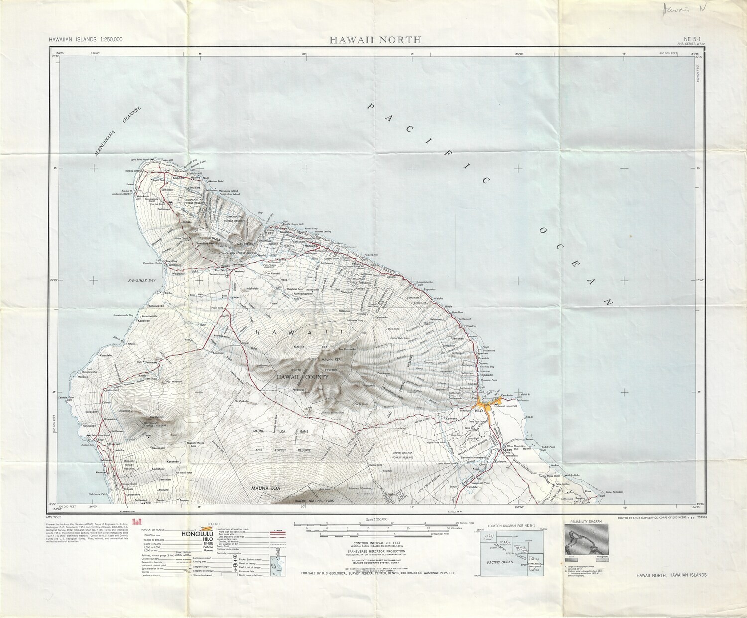 1954 Hawaii , Hi in 2 sheets from the USGS