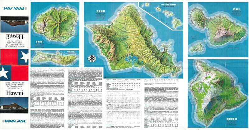 1976 Map of the Hawaiian Islands &amp; Honolulu from Pan Am Airlines by Goshua Maps