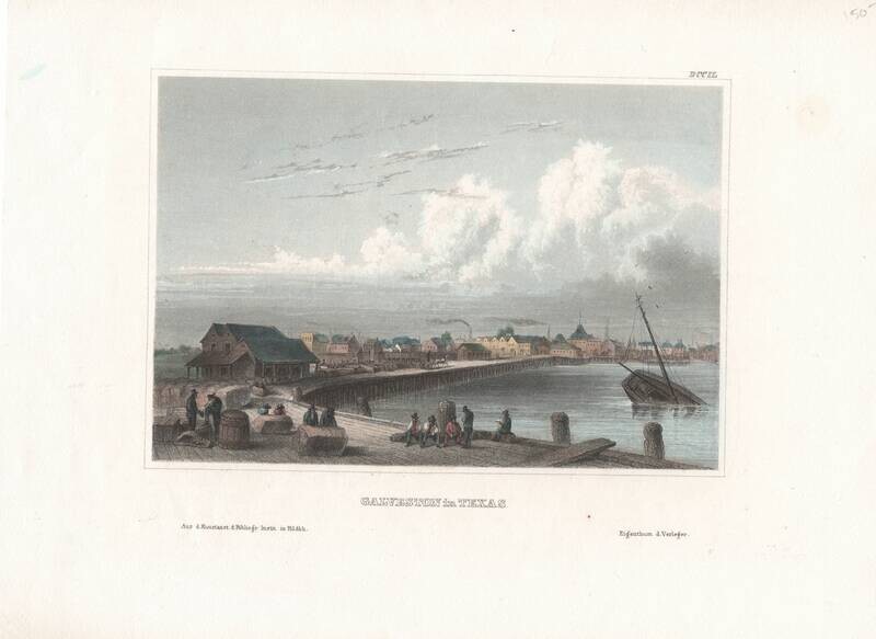1855 Galveston in TX by Barlett &amp; Myer in Steel engraving w/ hand color