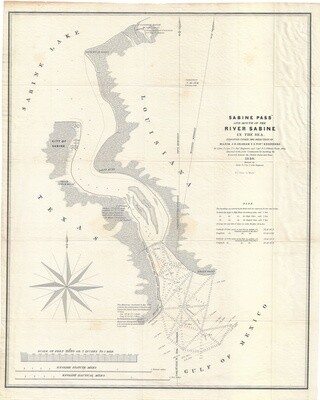 1840 Chart of the Sabine River - Sabine Texas Map