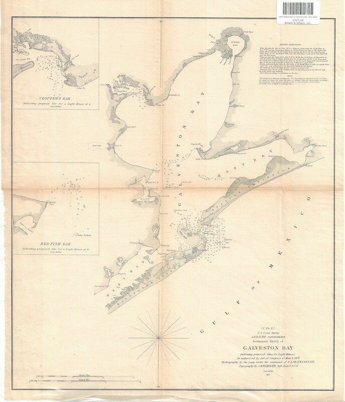 1851 Preliminary Sketch of Galveston Bay by the USCS