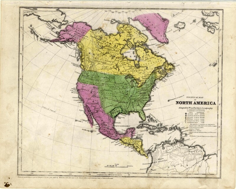 1843 Map of North America w/ Independant Texas