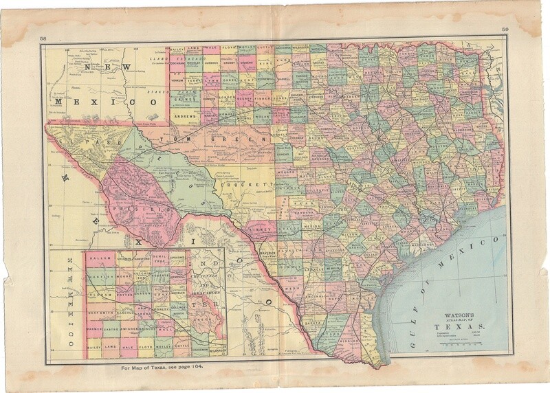 1901 Texas by Watson in Color Lithography