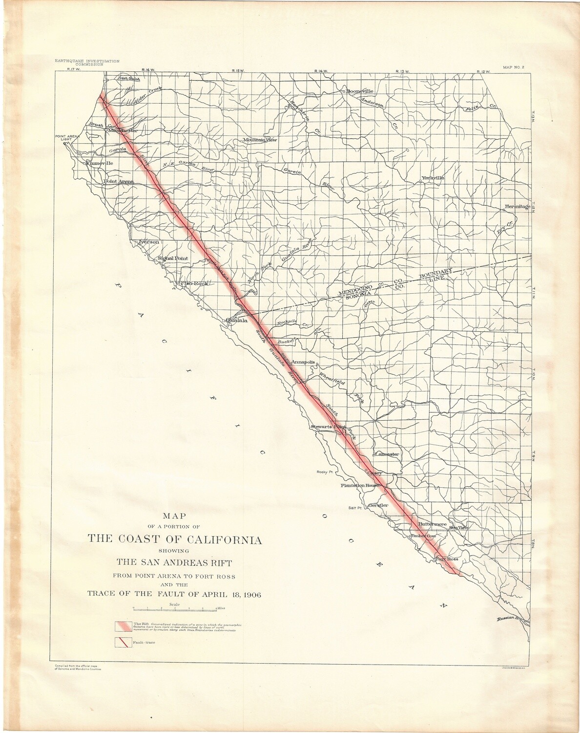 1908 EQIC California Coast San Andreas Rift  by the Earthquake Investigation Committee