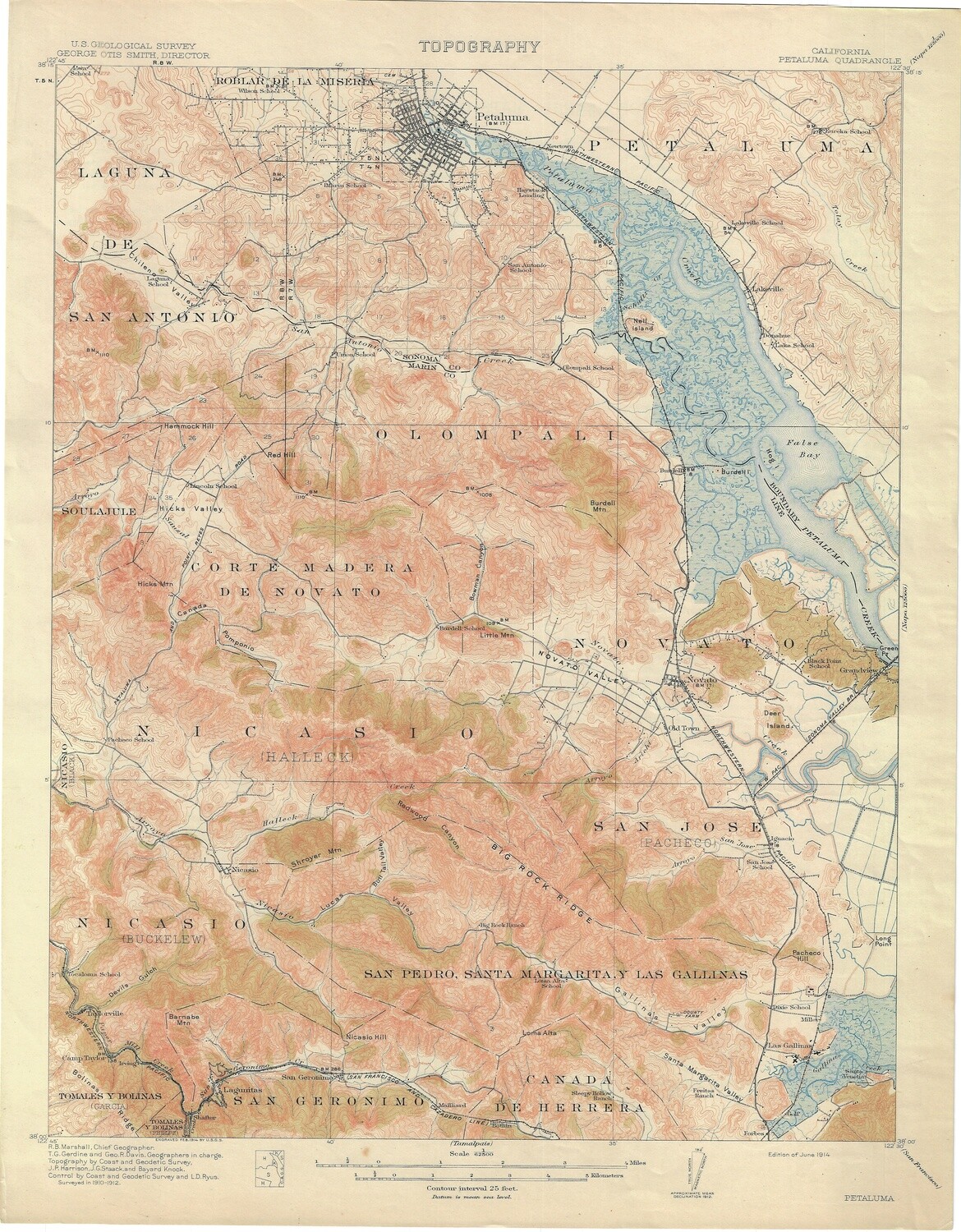 1914 USGS Special Sheet Petaluma Quad 15 Minute