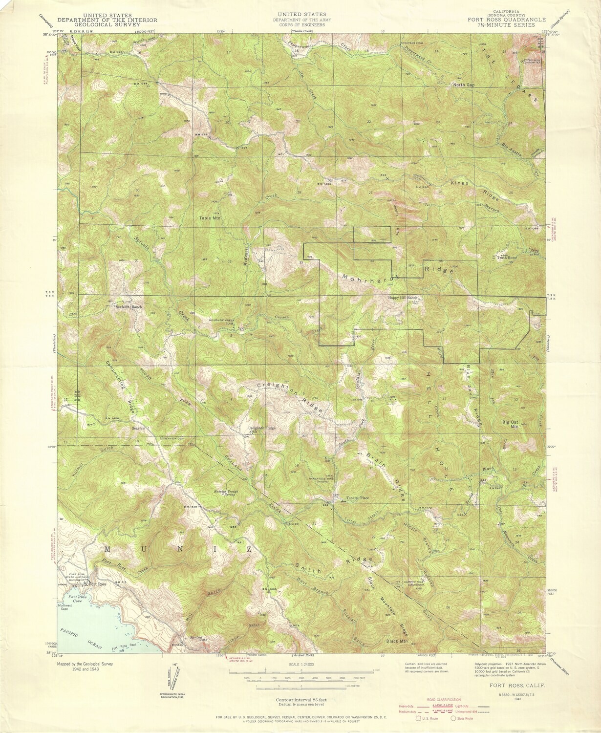 1943 Fort Ross, CA Quad