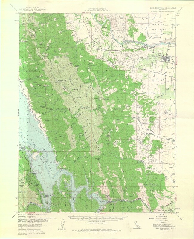 1959 Lake Berryessa USGS 15 min Quad Sheet