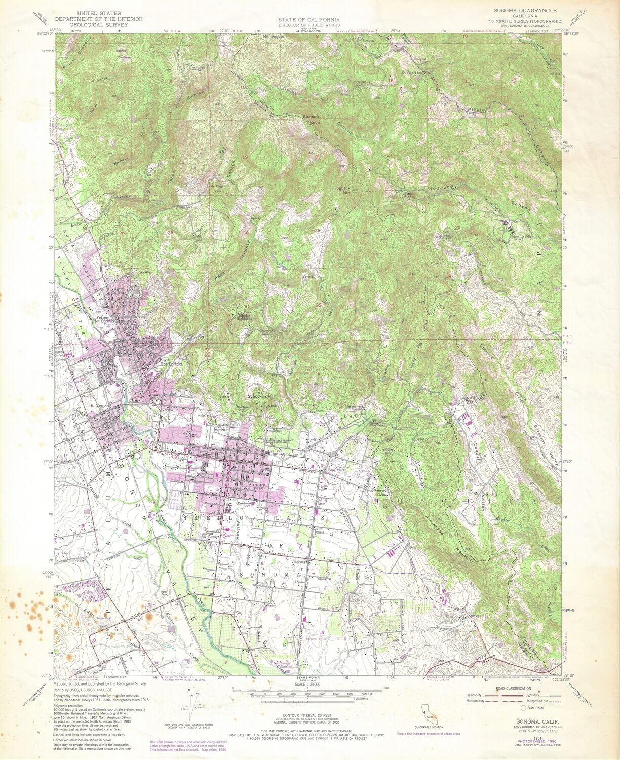 1980 (1951) Sonoma Quad 7.5 Minute Sheet