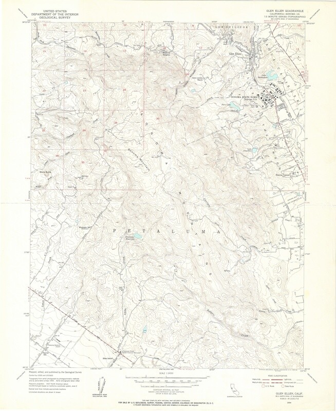1954 Glen Ellen Quad USGS 7.5 min